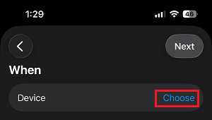 Choose the Device to Trigger Shortcut