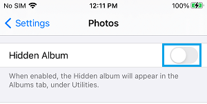 Disable Hidden Album Option on iPhone