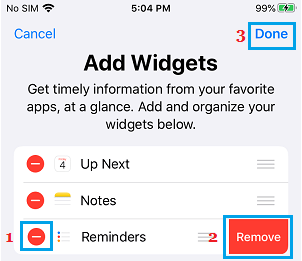 Remove Reminders Widget From iPhone