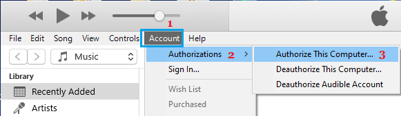 Authorize This Computer Option in iTunes