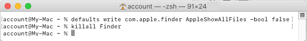 Hide Hidden Files on Mac Using Terminal