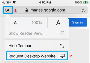 Request Desktop Website on iPhone