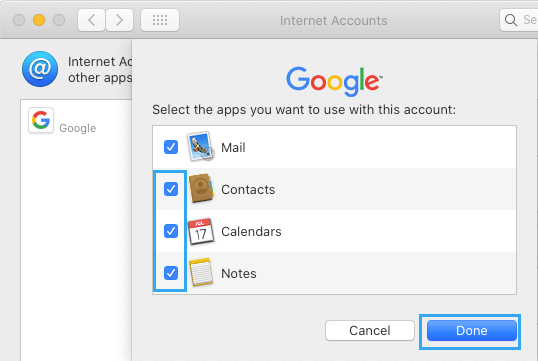 Select Apps to Associate With Email Account on Mac