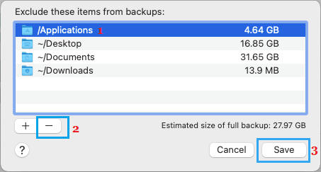 Remove Excluded Items from Time Machine Backup