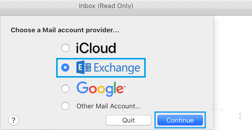 Add Microsoft Exchange Email Account to Mac