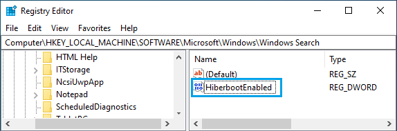 Name New DWORD As HiberbootEnabled
