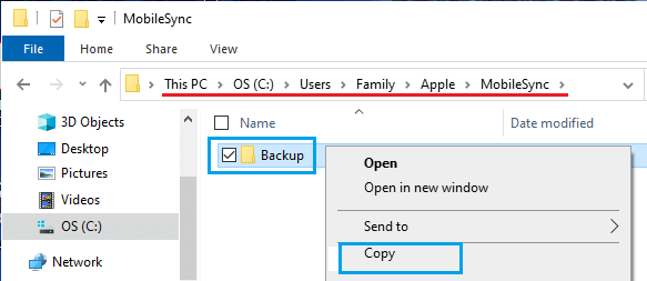 Copy iPhone Backup Folder