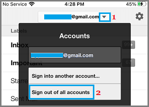 Sign Out of All Accounts Option in Gmail App