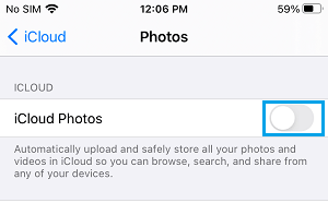 Disable iCloud Photos on iPhone