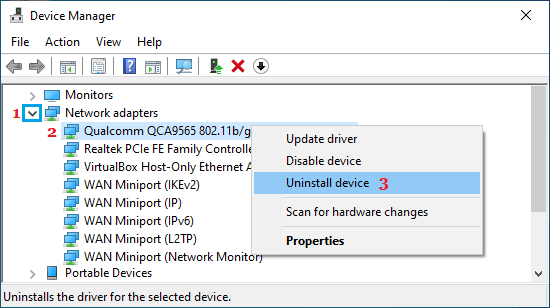 Uninstall Wireless Adpter Driver