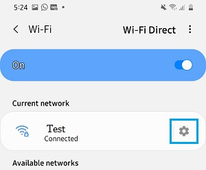 WiFi Network Settings Option on Android Phone