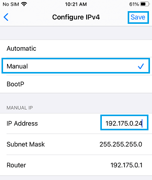 Modifier manuellement l'adresse IP sur iPhone