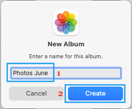 Create New Photo Album on Mac