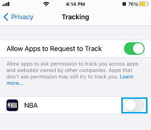 Prevent Specific Apps from Tracking on iPhone