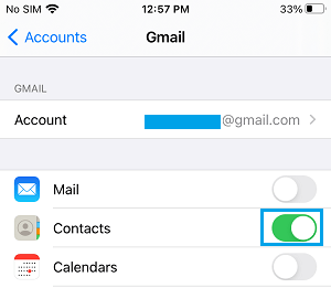 Habilitar contactos de Gmail en iPhone