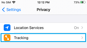 Tracking Settings Option on iPhone