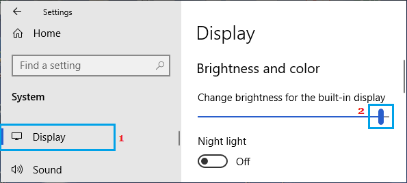 Change Screen Brightness using Settings