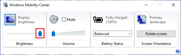 Adjust Screen Brightness Using Windows Mobility Center