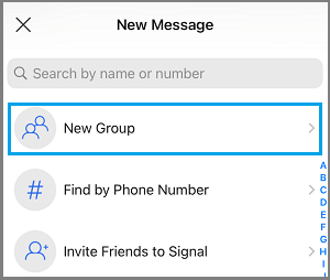 Create New Group Option in Signal