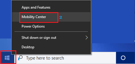 Open Mobility Center on Windows PC