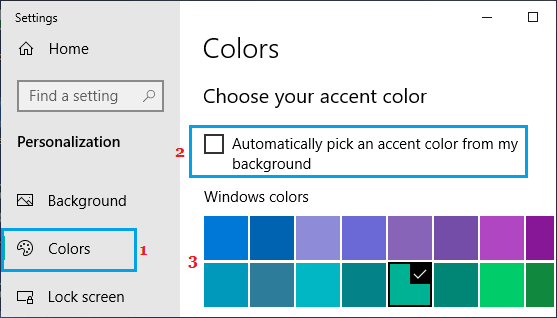 Select Accent Color Option in Windows