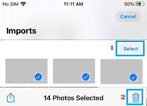 Select And Delete imported Photos from iPhone