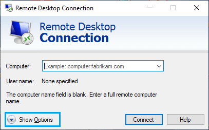 Open Remote Desktop Options