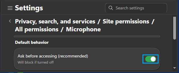 Allow Websites to Access Microphone in Microsoft Edge