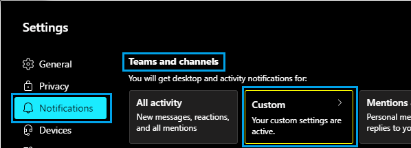 Custom Channels Setting Option in Microsoft Teams