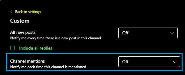 Disable Channel Mentions in Microsoft Teams
