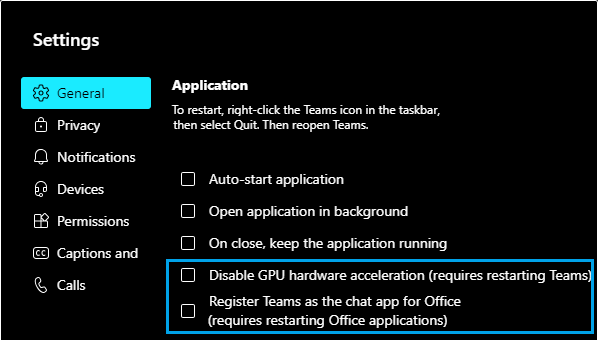 Disable GPU Hardware Acceleration in Microsoft Teams