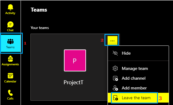 Leave Microsoft Teams