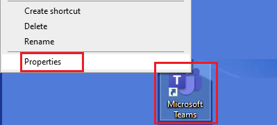 Open Microsoft Teams Properties