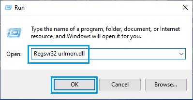 Register urlmon.dll File Using Run Command