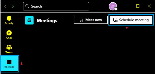 Schedule Meeting Option in Microsoft Teams