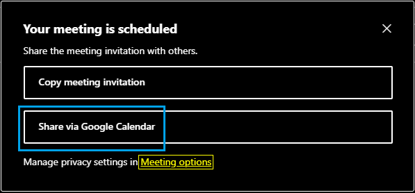 Open Microsoft Teams Meeting Options