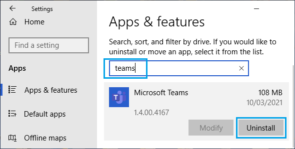 Uninstall Microsoft Teams