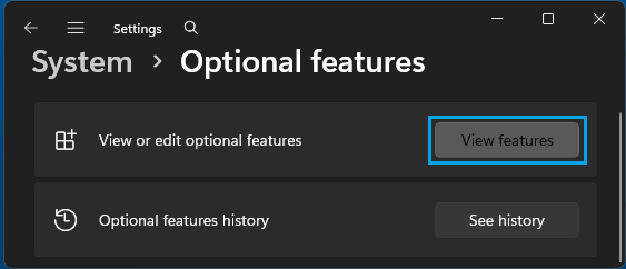 View Optional Features on Windows Computer