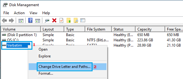 Change Drive Letter and Paths Option in Windows