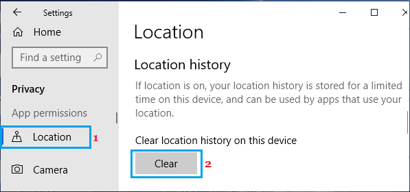 Clear Location History Option in Windows