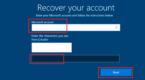 Recover Microsoft Account Password Screen