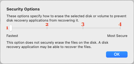 Security Options to Format Disk on Mac