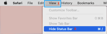 Hide Status Bar Option in Safari Browser on Mac