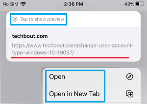 Full Link Preview in Safari Browser on iPhone