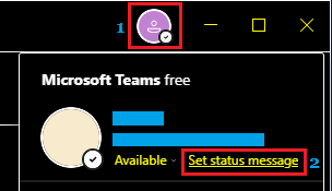 Set Status Message Option in Teams