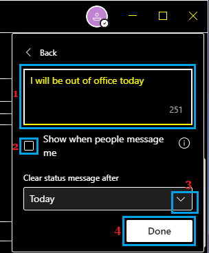 Compose and Set Out Of Office Message in Teams