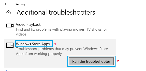 Run Windows Store App Troubleshooter