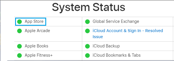 App Store System Status