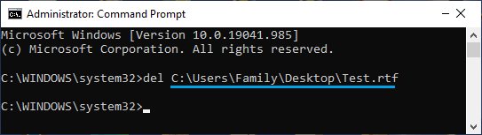 Delete File Using Command Prompt