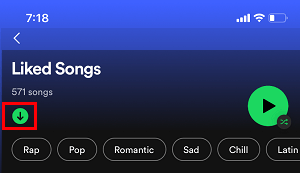 Download Liked Songs in Spotify on iPhone